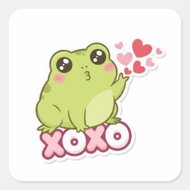 XOXO Frog Sticker Cute Frog Sending Kiss Romantic  (Front)