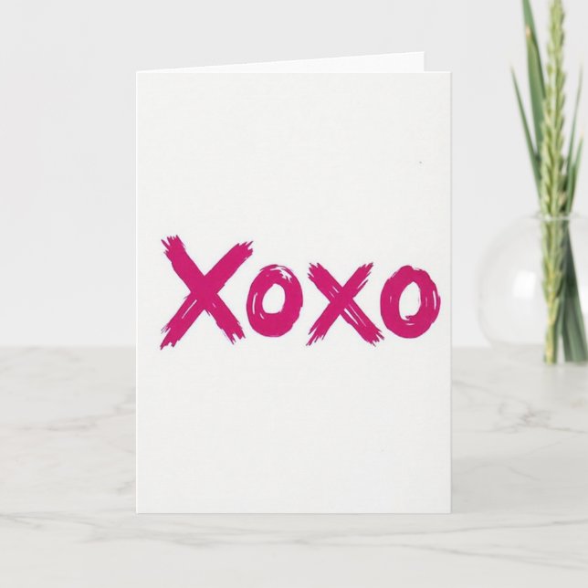 Xoxo Fuchsia Brush Hugs Card (Front)