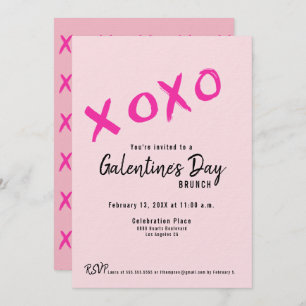 XOXO Galentine’s Day Girls Brunch Pink Modern Invitation