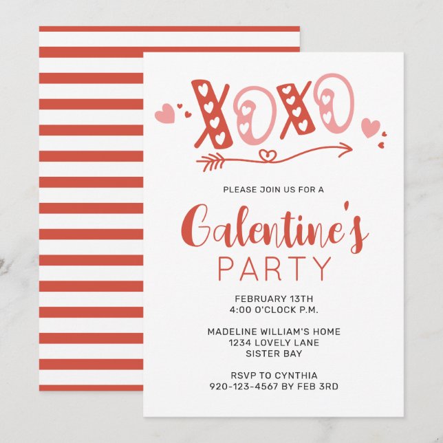 XOXO Galentine's Day Party Invitation (Front/Back)
