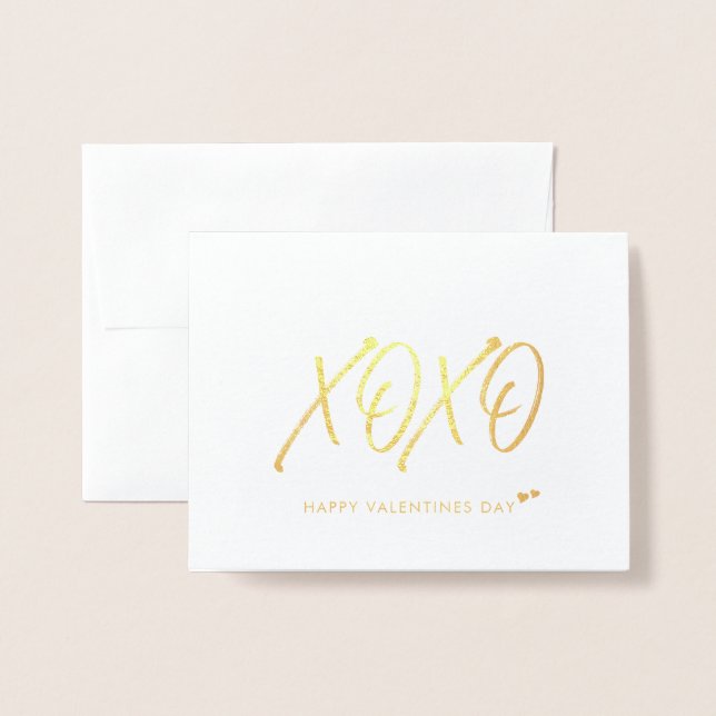 XOXO | Gold Heart Valentine's Day Card (Front With Envelope)