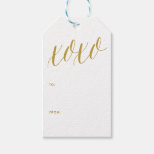 XOXO Gold Modern Calligraphy Gift Tag