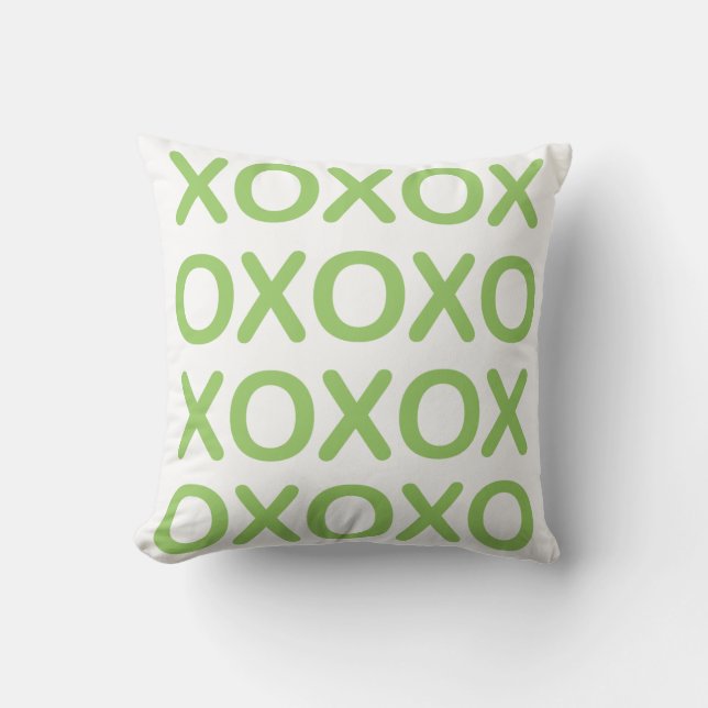 XOXO Green and White Pillow (Front)