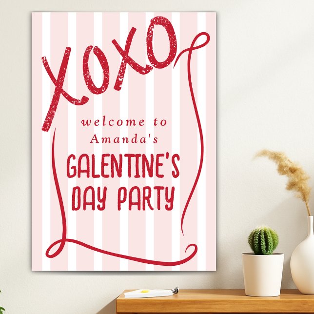 XOXO Hand Drawn Galentine’s Day Party Welcome Poster (Creator Uploaded)