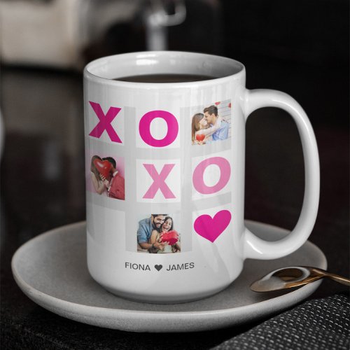 XOXO Happy Valentines Day Pink Heart Custom Photo Coffee Mug