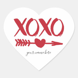 XOXO Heart Arrow Personalized Stickers