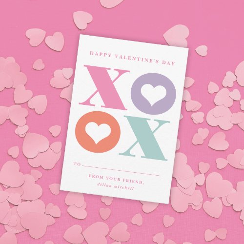 xoxo heart classroom valentines day card