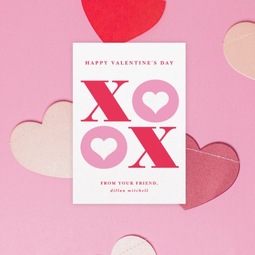 xoxo heart classroom valentines day card