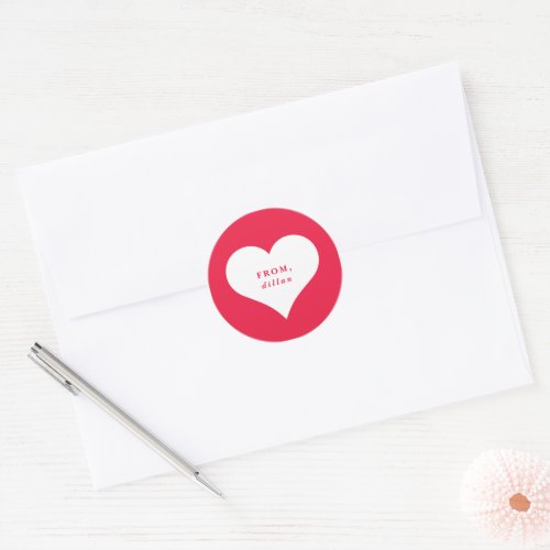 xoxo heart classroom valentines day card classic round sticker