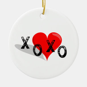 XOXO Heart Hugs and Kisses Ceramic Ornament