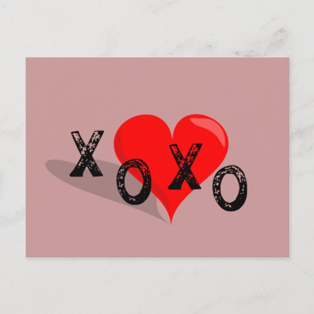 XOXO Heart Hugs and Kisses Postcard (Front)
