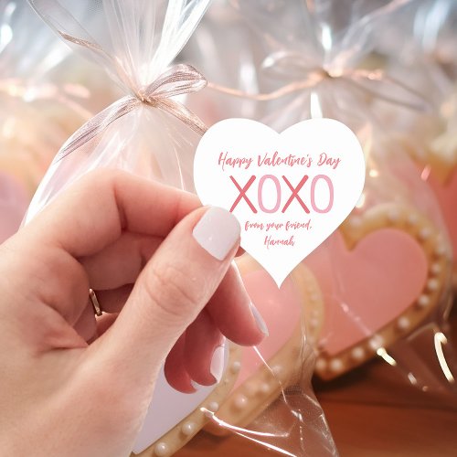 XOXO Heart Kids Classroom Valentines Day Party He Heart Sticker