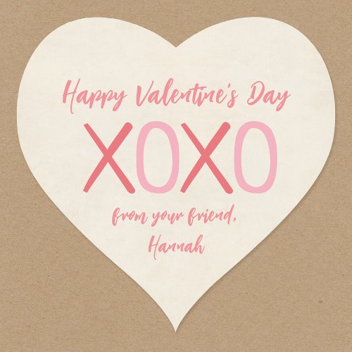 XOXO Heart Kids Classroom Valentines Day Party Heart Sticker