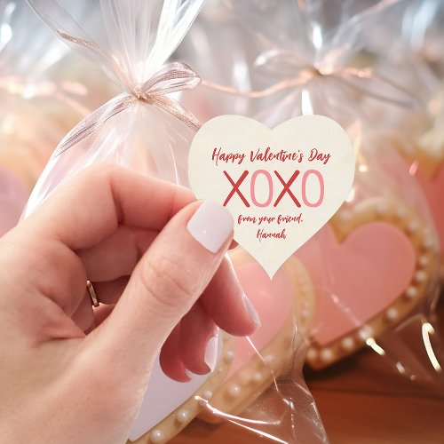 XOXO Heart Kids Classroom Valentines Day Party Heart Sticker