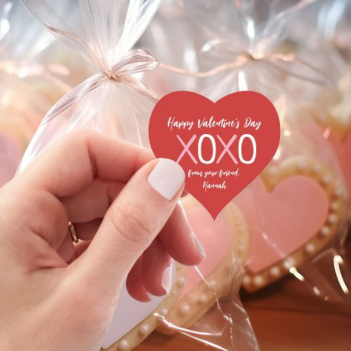 XOXO Heart Kids Classroom Valentines Day Party Heart Sticker