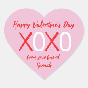 XOXO Heart Kids Classroom Valentine's Day Party Sticker
