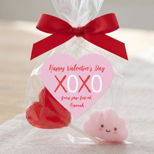 XOXO Heart Kids Classroom Valentine's Day Party Sticker
