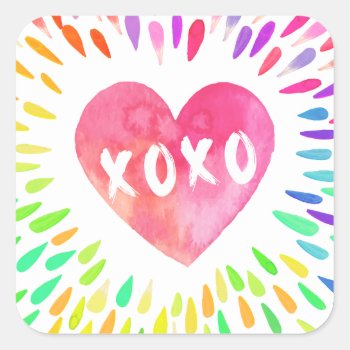 Xoxo Heart Square Sticker by byDania at Zazzle