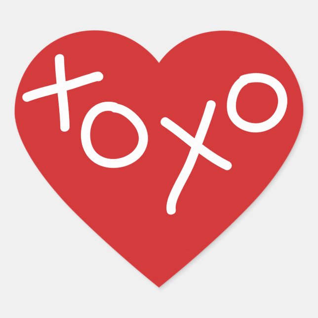 XOXO Heart Valentine's Day Favor Heart Sticker (Front)