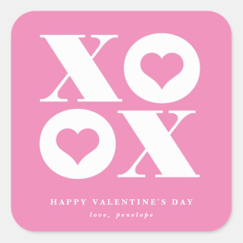xoxo heart valentines day square sticker