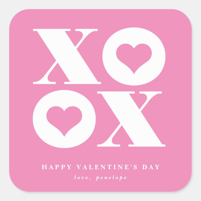 xoxo heart valentine's day square sticker (Front)