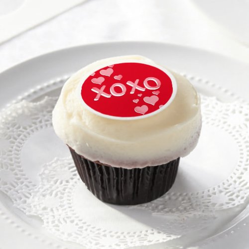 XOXO Hearts on Red Edible Frosting Rounds