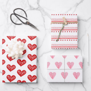 XOXO Hearts Valentine's Day Gifts Wrapping Paper Sheets
