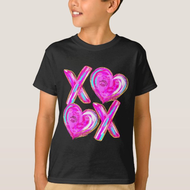 Xoxo Hearts Valentine's Day Women Girls Vday  T-Shirt (Front)