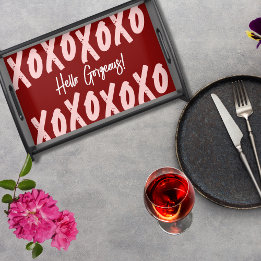 XOXO Hello Gorgeous Dark Cherry Red Blush Pink Serving Tray