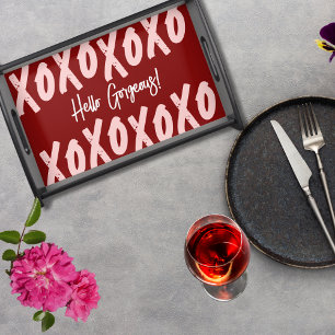 XOXO Hello Gorgeous Dark Cherry Red Blush Pink Serving Tray