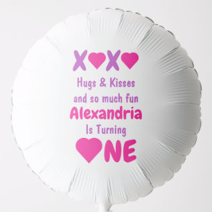 XOXO Hugs and Kisses 1st Birthday Balloon