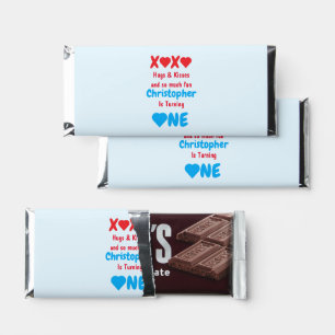 XOXO Hugs and Kisses 1st Birthday Hershey Bar Favors