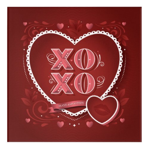 XOXO Hugs and Kisses  Acrylic Wall Art 12x12