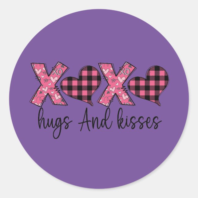 Xoxo Hugs and Kisses Classic Round Sticker (Front)