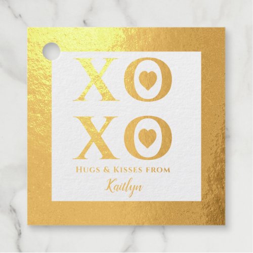 XOXO Hugs and Kisses Hearts Gold Foil Foil Favor Tags
