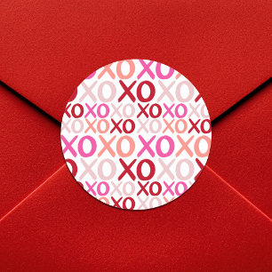 XOXO Hugs and Kisses Modern Girly Galentine Party Classic Round Sticker