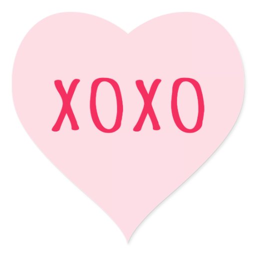 XOXO hugs and kisses Valentine's day pink heart Heart Sticker | Zazzle