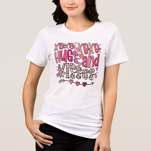 XOXO Hugs and Kisses Valentine's Day Tri-Blend Shirt (Front)