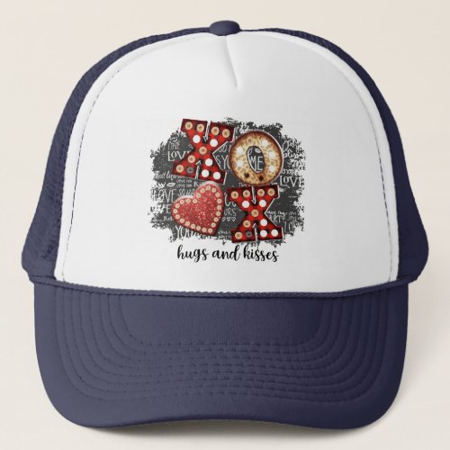 XOXO Hugs and Kisses  Valentines Day Trucker Hat
