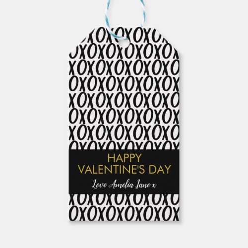 XOXO Hugs Kisses Black White Minimalist Valentines Gift Tags