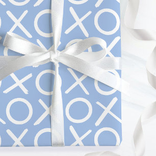 XOXO Hugs & Kisses Blue Birthday Brush Script Wrapping Paper