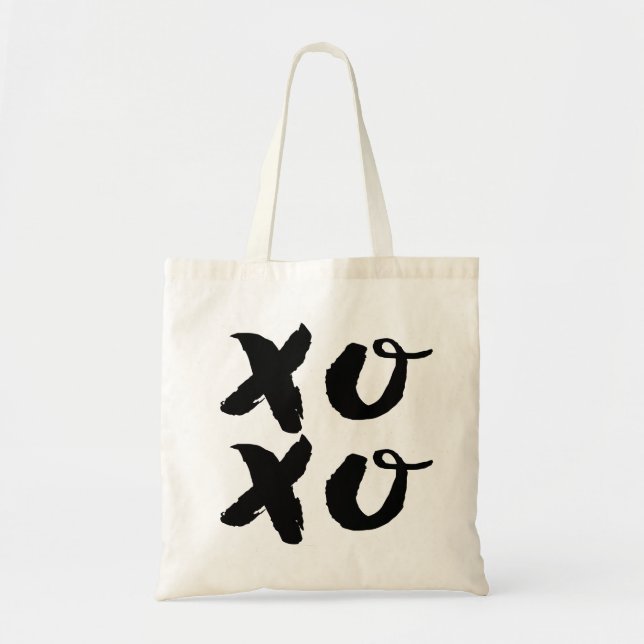 XOXO Hugs & Kisses | Brush Typography Tote Bag (Front)