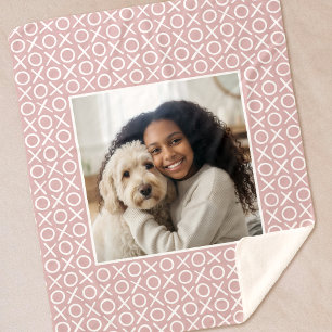 XOXO Hugs & Kisses Custom Photo Modern Dusty Pink Sherpa Blanket