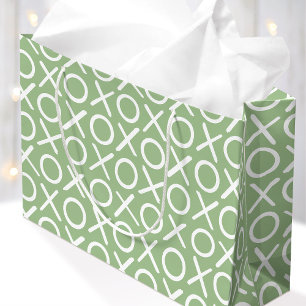 XOXO Hugs & Kisses Green Birthday Brush Script Large Gift Bag