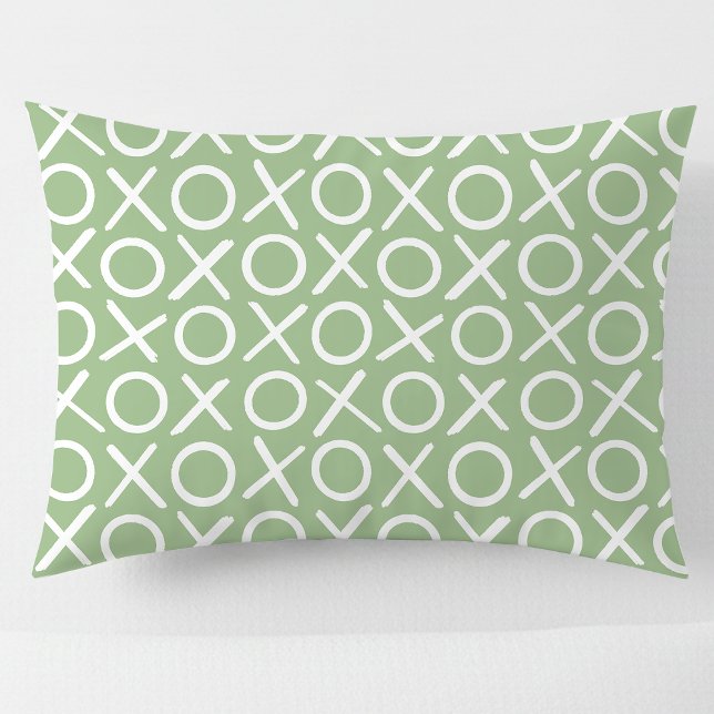 XOXO Hugs & Kisses Green Cute Modern Pattern Pillow Case (Creator Uploaded)