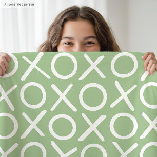XOXO Hugs & Kisses Green Stylish Modern Pattern Fleece Blanket