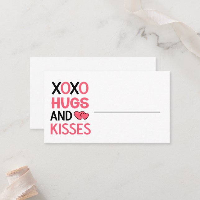 XOXO HUGS KISSES HeartS Bridal Shower Wedding  Place Card (Front/Back In Situ)