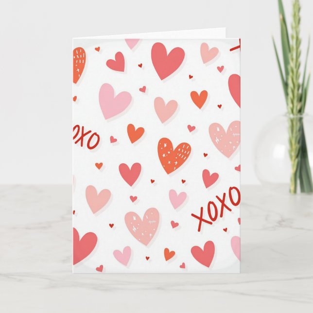 Xoxo Hugs Kisses Hearts Card (Front)