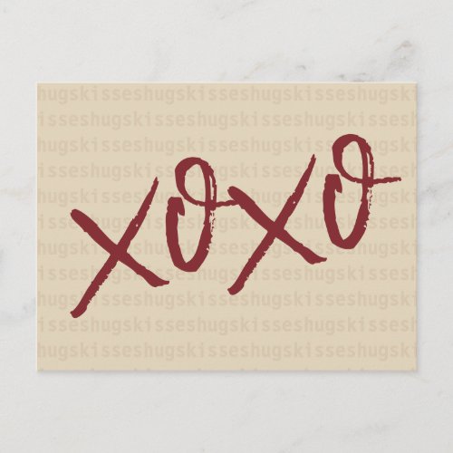 Xoxo hugs kisses in Cream color Postcard