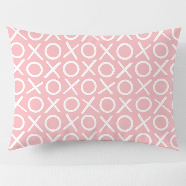 XOXO Hugs & Kisses Pastel Pink Cute Modern Pattern Pillow Case (Creator Uploaded)
